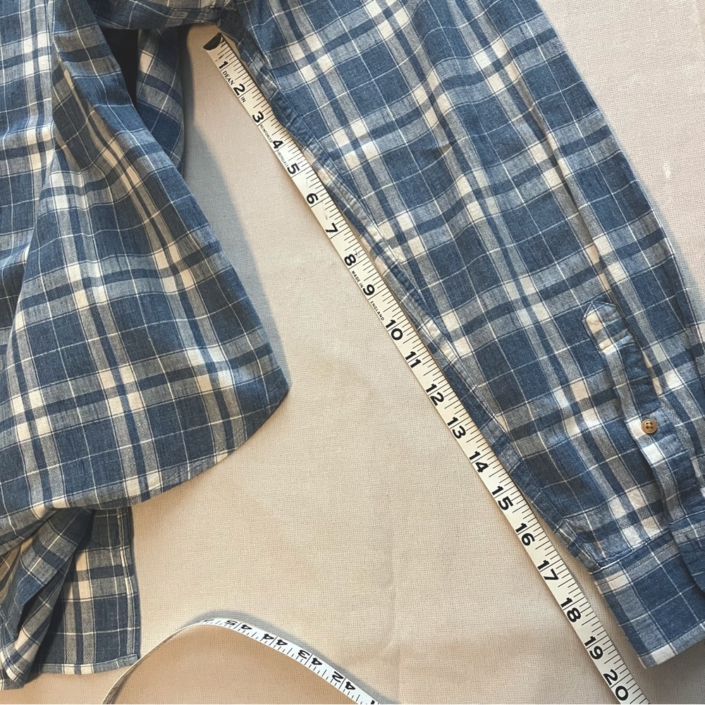 J Crew Shirt Button Down Blue and White Plaid Long Sleeve Cotton Woven - Picture 11 of 11